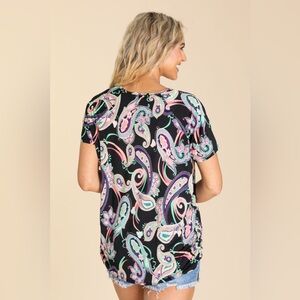 Filly Flair Black Swirl Paisley Dress With Pockets & 3/4 Sleeves Women’s 2XL